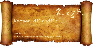 Kacsar Árpád névjegykártya